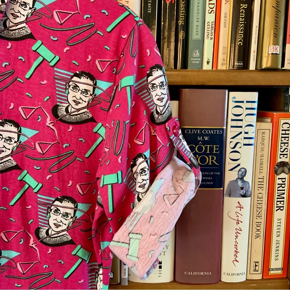 Svaha Pink Magenta Ruth Bader Ginsburg RBG Sally Button Shirt Dress POCKETS M - Picture 8 of 12